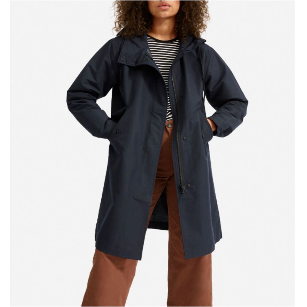 Everlane Black Hooded Raincoat